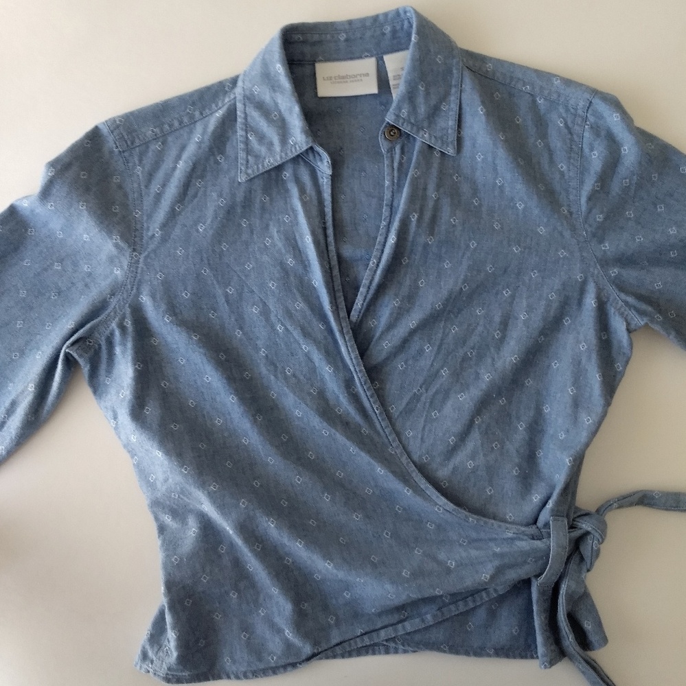 Chambray Wrap Top - Picture 3 of 8